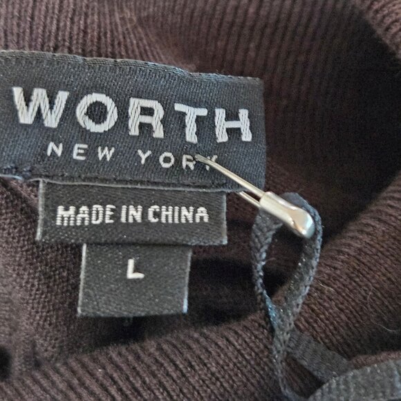 NWT Worth NY Chocolate Chip Cotton Turtleneck Pullover Sweater Large $298 - Picture 9 of 10
